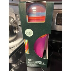 Starbucks Reusable Hot Cups Bright Neon Summer Colors ~new~